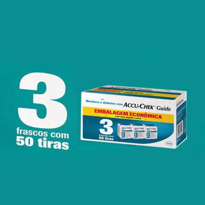 Imagem de Accu-Chek Guide Tira Teste 3 Frascos com 50 Unidades cada Embalagem Econômica