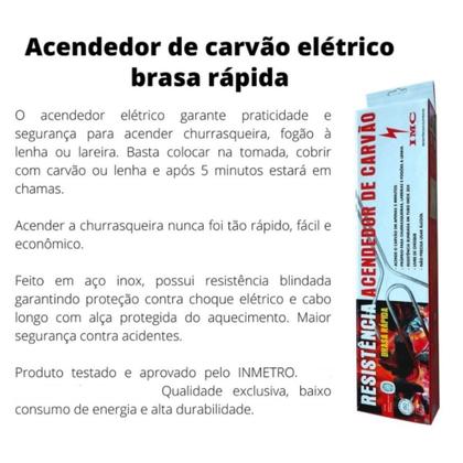 Imagem de Acendedor eletrico rápido p/carvão de churrasqueira e lareira 650w 220v- IMC