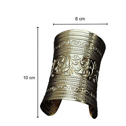 Imagem de Acessório Fantasia Deusa Grega Nero Imperador Romano: Kit 2 Braceletes Dourados Relevo