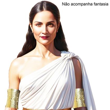 Imagem de Acessório Fantasia Deusa Grega Nero Imperador Romano: Kit 2 Braceletes Dourados Relevo