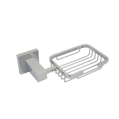 Imagem de Acessório Saboneteira Banheiro Lavatório Cesto Quadrado Luxo Metal Cromado