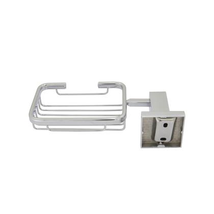 Imagem de Acessório Saboneteira Banheiro Lavatório Cesto Quadrado Luxo Metal Cromado