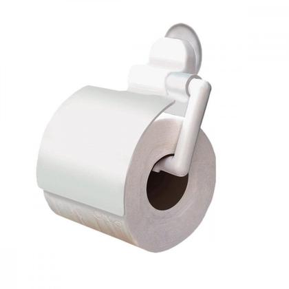 Imagem de Acessorio Wc Daivak Papeleira Com Tampa Branca Com Ventosa 641