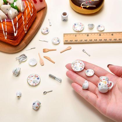 Imagem de Acessórios de Cozinha para Casa de Bonecas Skylety (37 peças) - Escala 1:12 (Flora)