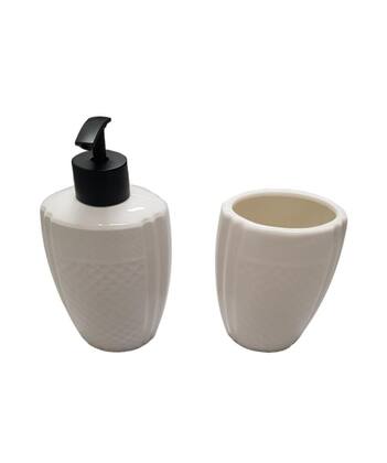 Imagem de Acessórios para Banheiro 2 Peças Porcelana Branco Relevo Quadrado