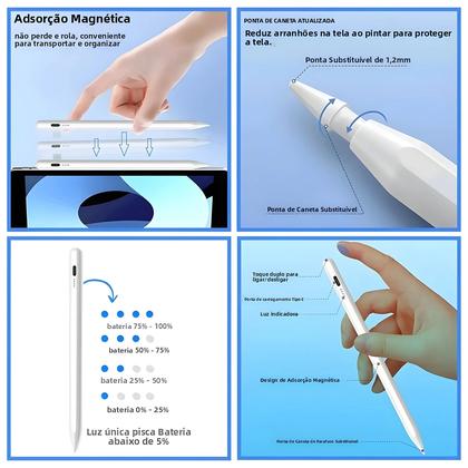 Imagem de Acessórios Para iPad Apple Pencil Com Rejeição De Palma E Display De Energia Para pro 11 12.9 Air