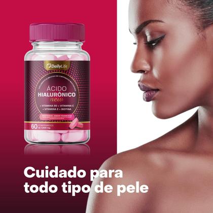 Imagem de Ácido Hialurônico com Colágeno e Vitaminas C E B9 e Biotina 60 Comprimidos Zero Açúcar Sem Glúten