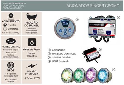 Imagem de Acionador finger cromo 220v sensor nivel geracao sinapse
