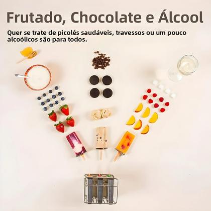 Imagem de Aço inoxidável Ice Lolly Mold com picolé titular, Ice Cream Maker caseiro, Rack