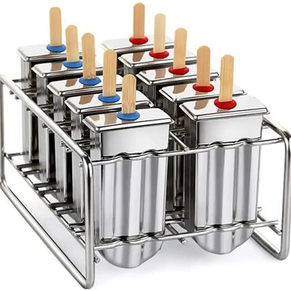 Imagem de Aço inoxidável Ice Lolly Mold com picolé titular, Ice Cream Maker caseiro, Rack