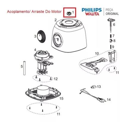 Imagem de Acoplador/ Arraste Preto Original Do Motor Ri7630 Walita