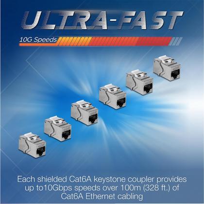 Imagem de Acoplador em linha Keystone Keystone Jack Cat6A, pacote com 6 unidades TrendNet