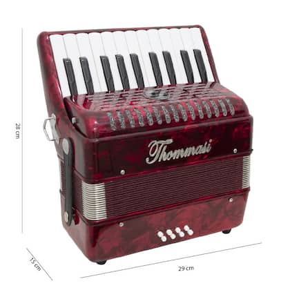 Imagem de Acordeon 8 Baixos 22 Teclas TA 822 Vermelho Thommasi