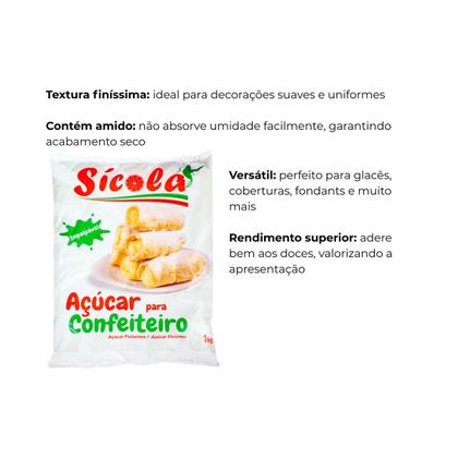Imagem de Açúcar confeiteiro impalpável sicola c/ 1 kg