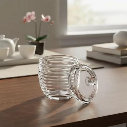 Imagem de Açucareiro 210ml De Cristal Ecológico Com Colher E Tampa Colmeia