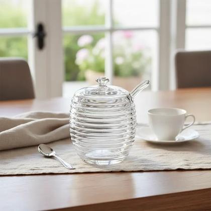 Imagem de Açucareiro 210ml De Cristal Ecológico Com Colher E Tampa Colmeia