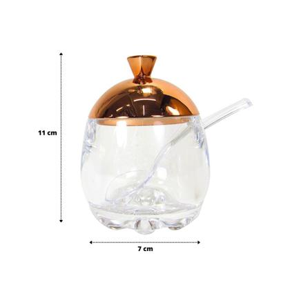 Imagem de Açucareiro acrílico transparente com colher e tampa 7cm