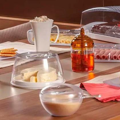 Imagem de Açucareiro C/ Colher E Tampa Acrílico Redondo De Mesa Cor Transparente UZ