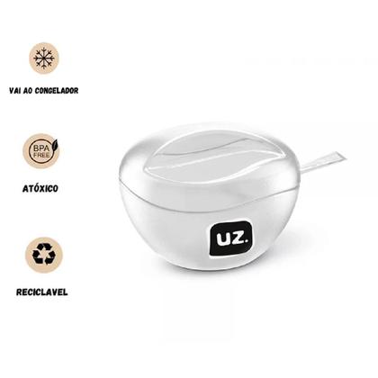 Imagem de Açucareiro C/ Colher E Tampa Acrílico Redondo De Mesa Cor Transparente UZ