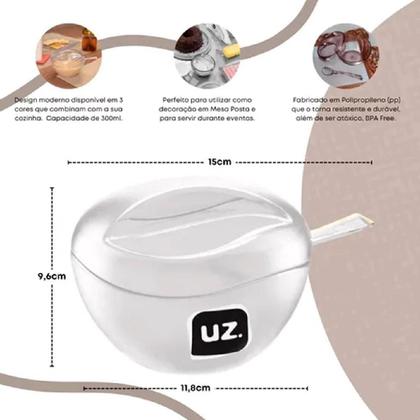 Imagem de Açucareiro C/ Colher E Tampa Acrílico Redondo De Mesa Cor Transparente UZ