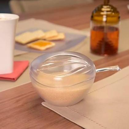 Imagem de Açucareiro C/ Colher E Tampa Acrílico Redondo De Mesa Cor Transparente UZ