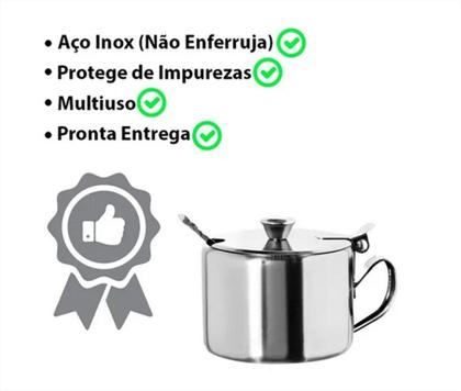 Imagem de Açucareiro C/ Tampa E Colher Acucareiro Inox- Ke Home
