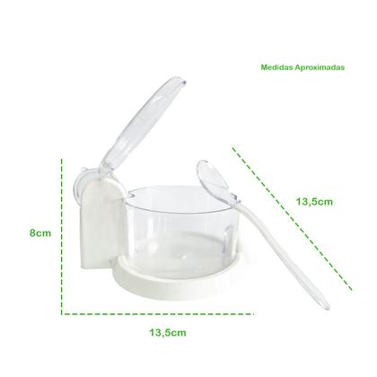 Imagem de Açucareiro Com Colher Tampa Design Prático Porta Condimentos Multiuso Transparente Decorativo