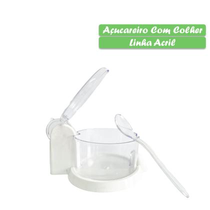 Imagem de Açucareiro Com Colher Tampa Design Prático Porta Condimentos Multiuso Transparente Decorativo