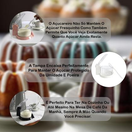 Imagem de Açucareiro Com Colher Tampa Design Prático Porta Condimentos Multiuso Transparente Decorativo