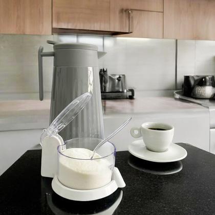 Imagem de Açucareiro Com Colher Tampa Design Prático Porta Condimentos Multiuso Transparente Decorativo