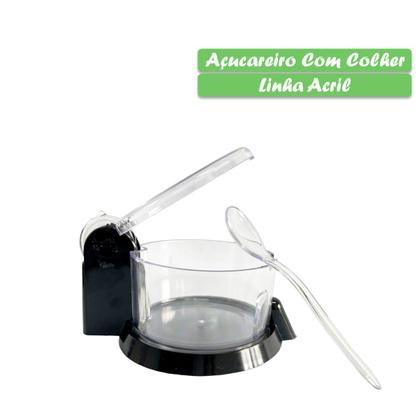 Imagem de Açucareiro Com Colher Tampa Design Prático Porta Condimentos Multiuso Transparente Decorativo