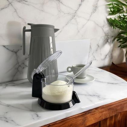 Imagem de Açucareiro Com Colher Tampa Design Prático Porta Condimentos Multiuso Transparente Decorativo