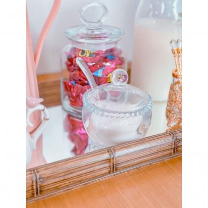 Imagem de Açucareiro Cristal Com Colher Pearl 10 Cm X 8 Cm X 7 Cm Wolff Transparente