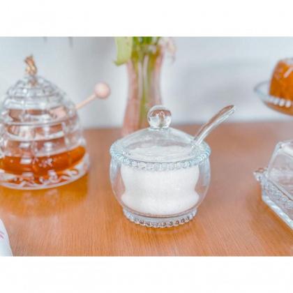 Imagem de Açucareiro Cristal Com Colher Pearl 10 Cm X 8 Cm X 7 Cm Wolff Transparente