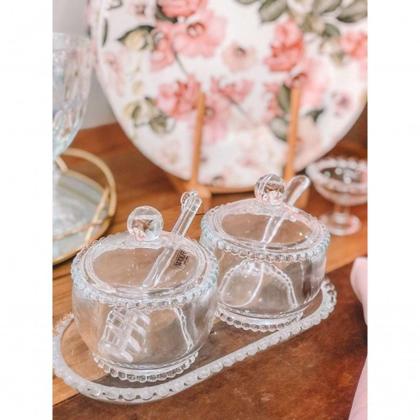 Imagem de Açucareiro Cristal Com Colher Pearl 10 Cm X 8 Cm X 7 Cm Wolff Transparente