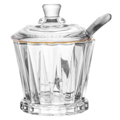 Imagem de Açucareiro de Cristal C/ Tampa Fio de Ouro Radial 210ml - Lyor