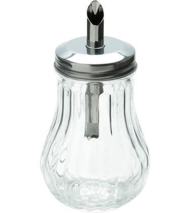 Imagem de Açucareiro Dosador 200ml 14cm por 7,5cm Vidro Com Tampa Aço Inox