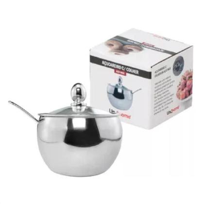 Imagem de Acucareiro Inox C/ Colher e Tampa de Vidro 250ml