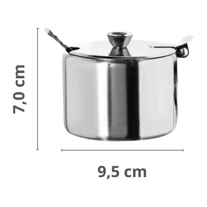 Imagem de Açucareiro Inox luxo Com Colher restaurante hotel c/ tampa