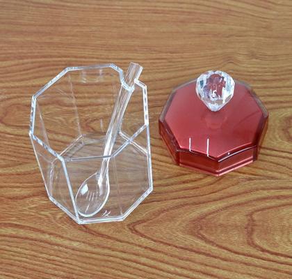 Imagem de Açucareiro sextavado com colher e tampa em acrílíco 250ml