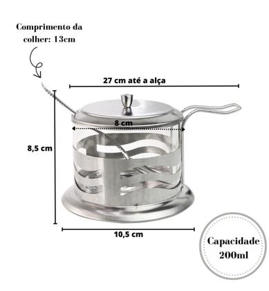 Imagem de Açucareiro Vidro e Inox Com Colher 200ml