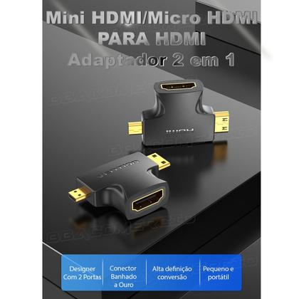 Imagem de Adaptador 2 Em 1 Micro Hdmi e Mini Hdmi p/ Hdmi 2.0 Vention