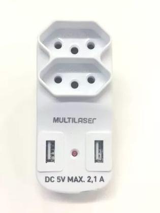 Imagem de Adaptador 2 Saídas 2P+T com 2 Portas USB Multilaser - Branco