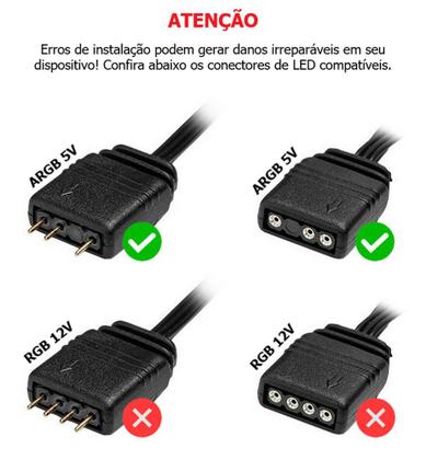 Imagem de Adaptador 4 Pinos Controladoras Fan Para Led Argb 3 Pinos 5v