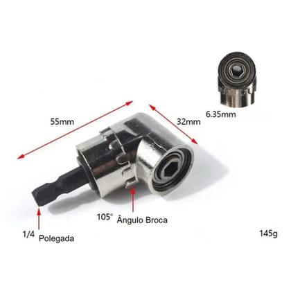 Imagem de Adaptador angular para parafusadeira 105 graus curto  encaixe 1/4