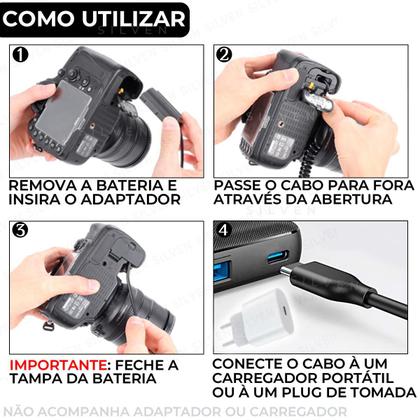 Imagem de Adaptador Bateria Fonte Usb-c P/ Canon Eos T2i T3i T4i T5i 550D 600D 650D 700D Kiss X4 X5 X6