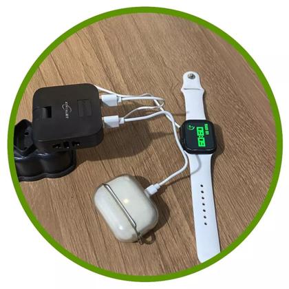 Imagem de Adaptador Benjamin Dobrável Tomada 4 em 1 Carregador com Duplo USB 10A