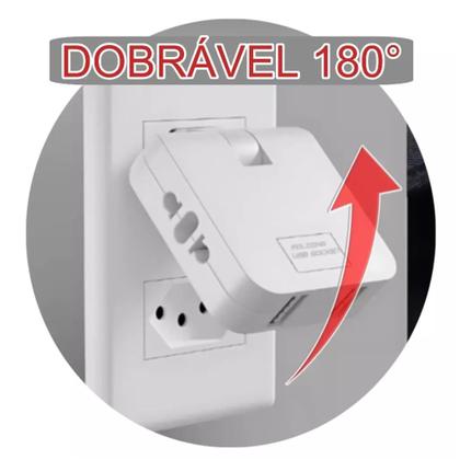 Imagem de Adaptador Benjamin Dobrável Tomada 4 em 1 Carregador com Duplo USB 10A
