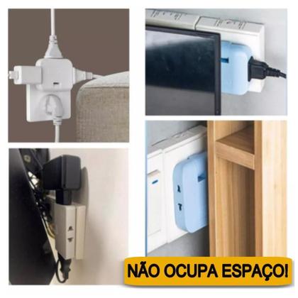 Imagem de Adaptador Benjamin Dobrável Tomada 4 em 1 Carregador com Duplo USB 10A