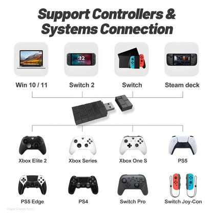 Imagem de Adaptador Bluetooth Sem Fio 2 em 1 para Controle 8BitDo Ultimate 2/C/Myth/Wukong - 3 Modos (Xbox/Switch)